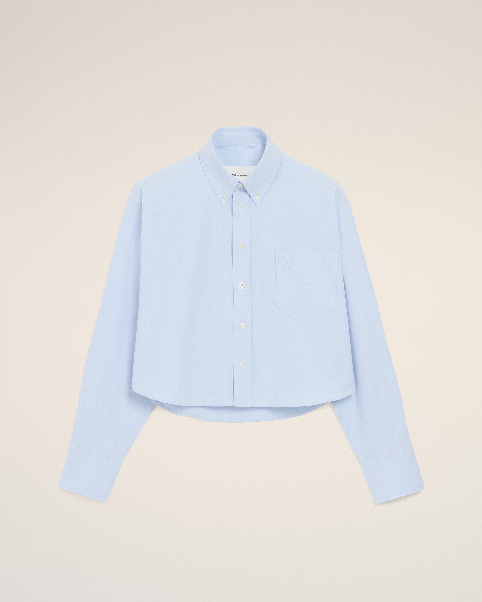 아미 드 께르 버튼 다운 크롭 오버사이즈 셔츠 하늘색 FSH770CO0031450