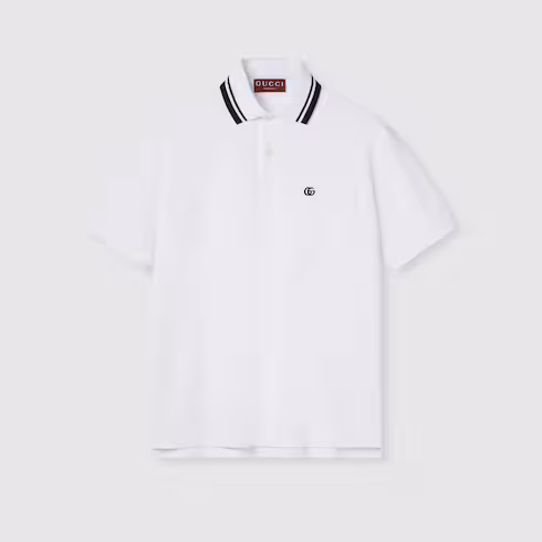구찌 폴로 셔츠 정규 핏 더블 G 자수 스트라이프 트림 795174XJHHM9000