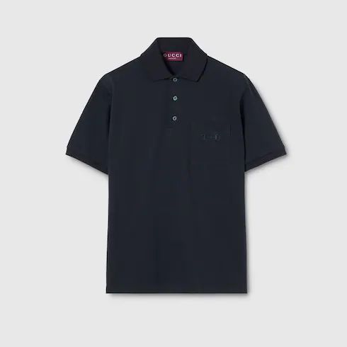 구찌 폴로 셔츠 슬림핏 호스빗 자수 854796XJHQP4055
