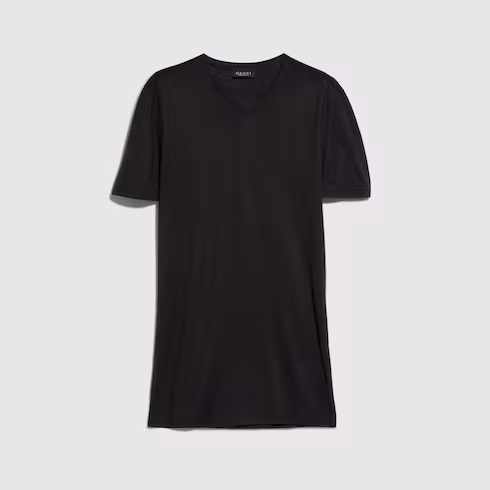 구찌 V넥 티셔츠 슬림핏 블랙 실크 866186XJHVZ1000