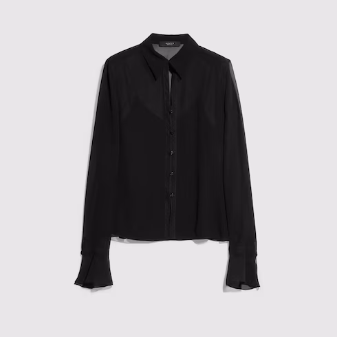 구찌 실크 셔츠 미니멀리즘 레이스 트림 871996ZHS041000