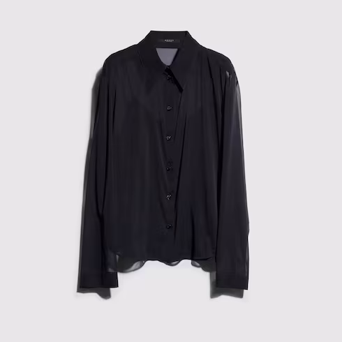 구찌 셔츠 레귤러핏 블랙 실크 스트레치 시폰 875482ZAPE41000