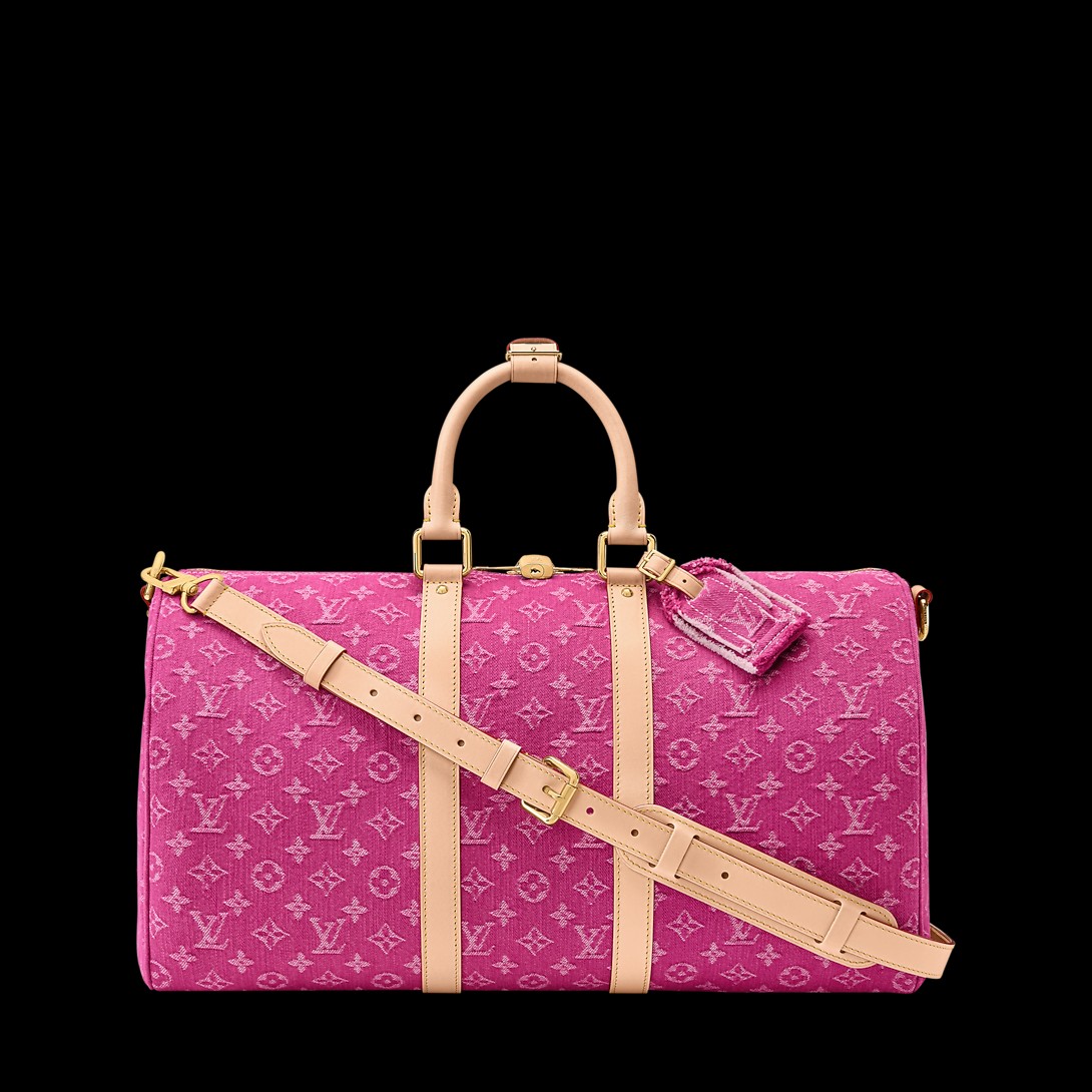루이비통 가방 Keepall Bandouli&egrave;re 45 핫핑크 모노그램 데님 M27944